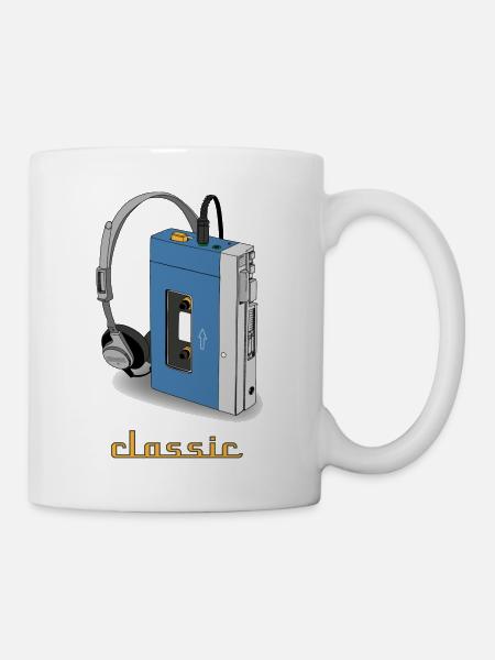 CLASSIC-WALKMAN design rétro, bleu - Mug blanc - blanc
