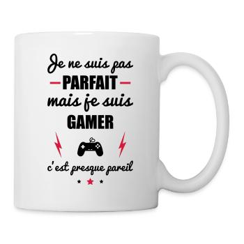 pas parfait mais gamer, gaming, gameur, nerd - Mug blanc - blanc - Droite