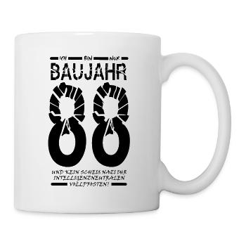 Baujahr Geburtsjahr 88 kein Nazi Idiot Shirt Idee - Tasse - Weiß - Rechts