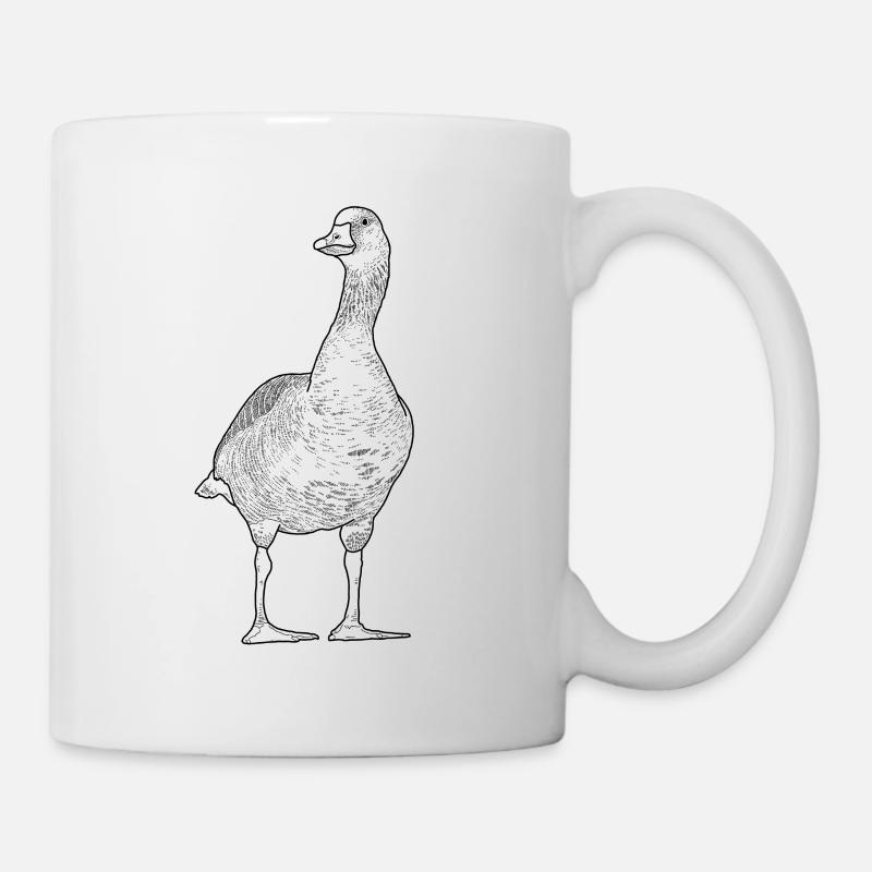 Gans - Detaillierte Gänse Zeichnung - Tasse - Weiß