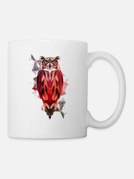 Eule Polygon - Tasse - Weiß