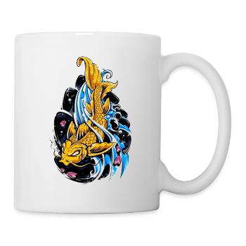 Japanischer Koi-Karpfen - Japanischer Fisch - Japanische Kunst - Tasse - Weiß - Rechts
