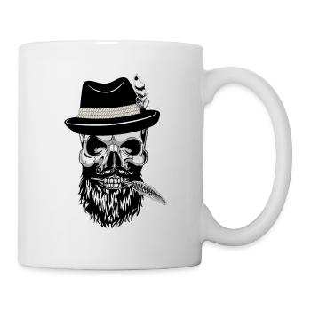 Hipster Skull Totenkopf mit Bayernhut - Tasse - Weiß - Rechts