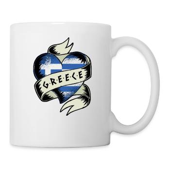 Grèce Drapeau Vintage Coeur Athènes Crète Crète Kos - Mug blanc - blanc - Droite