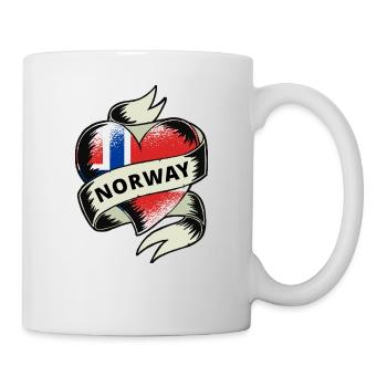 Norwegen Flagge Herz Vintage Skandinavien Norweger - Tasse - Weiß - Rechts