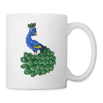 Joli paon oiseau bleu animal cartoon - Mug blanc - blanc - Droite