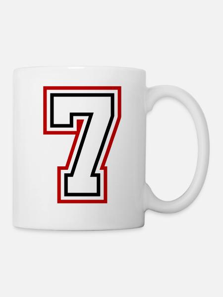 7 Zahl nummer - Tasse - Weiß