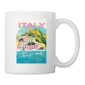 Amalfi Coast Pastel Gouache Italy Travel Poster - Mug - white - Right