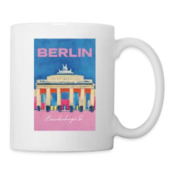 Brandenburger Tor Berlin Reiseplakat Retro - Tasse - Weiß - Rechts
