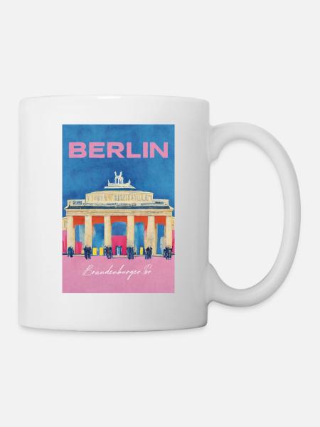 Brandenburger Tor Berlin Reiseplakat Retro - Tasse - Weiß