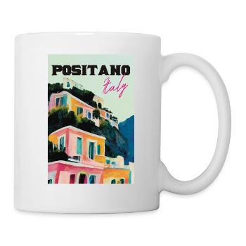 Houses of Positano Abstract Travel Poster Retro - Mug - white - Right