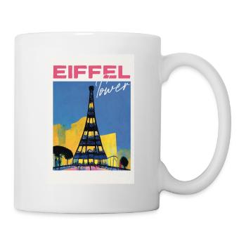 Eiffel Tower at Night Reiseplakat Retro - Tasse - Weiß - Rechts