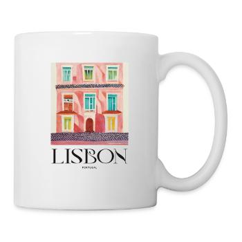 Lisbon Street Architecture Reiseplakat Retro - Tasse - Weiß - Rechts