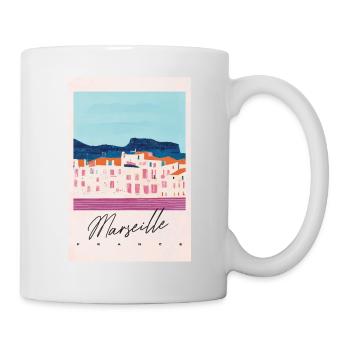 Marseille Abstrait Paysage Voyage Affiche Rétro - Mug blanc - blanc - Droite