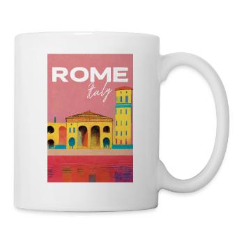 Mediterranean Rome City Reiseplakat Retro - Tasse - Weiß - Rechts