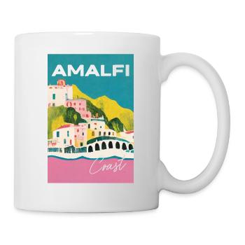 Italy Amalfi Coast Pink Turquoise Vintage Retro - Mug - white - Right