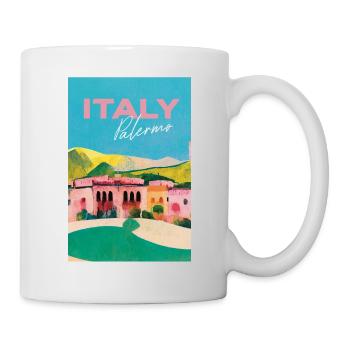Palerme Vue Coloré Vieux Vintage Italie Rétro - Mug blanc - blanc - Droite