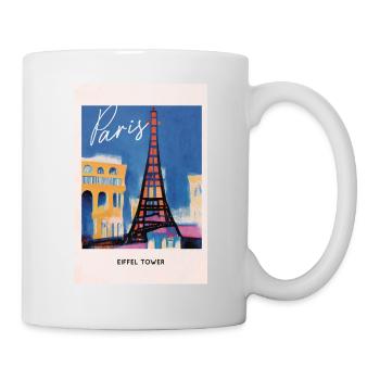 Paris Eiffel Tower Old Reiseplakat Retro - Tasse - Weiß - Rechts