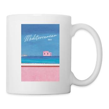 Maison Rose à la Plage Architecture Méditerranéenne - Mug blanc - blanc - Droite