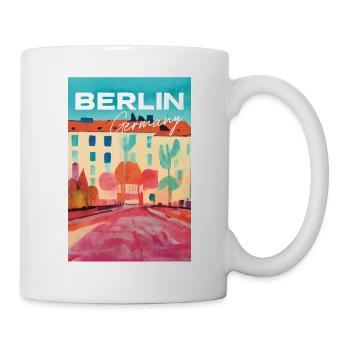 Rainy Day in Berlin Street Travel Poster Retro - Mug - white - Right
