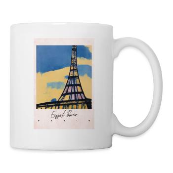 Sunset at Eiffel Tower Abstract Gouache Vintage Re - Tasse - Weiß - Rechts