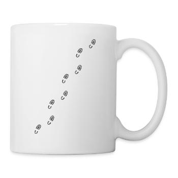 Schuhabdruck, Schuhsohle - quer über das Shirt - Tasse - Weiß - Rechts