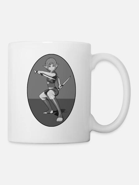 Femme elfique prête au combat - Mug blanc - blanc