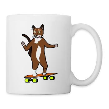 Longboard Cat Crazy Skating Cat Skateboard - Mug blanc - blanc - Droite
