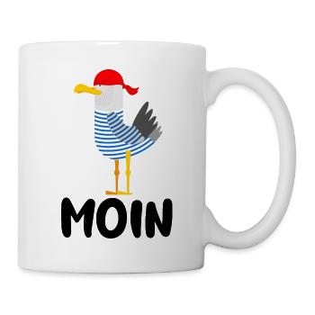 Moin - Lustige Seemans Möwe - Tasse - Weiß - Rechts
