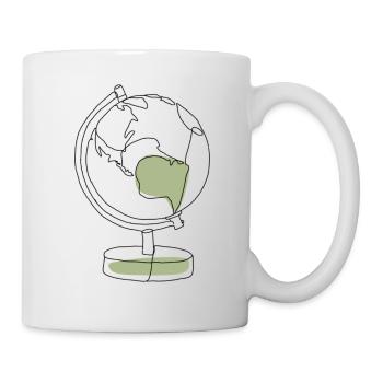 Weltkugel Südamerika grüner Lineart Kontinent - Tasse - Weiß - Rechts