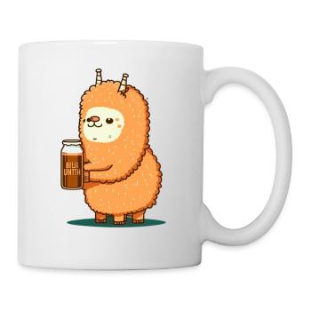 Sweet fluffy alpaca with beer. Lama Gift - Mug - white - Right