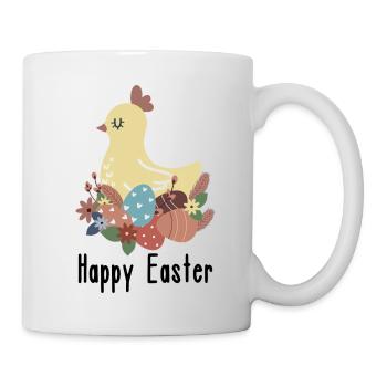 Happy Easter | Hen in the nest with Easter eggs | Boho - Mug - white - Right