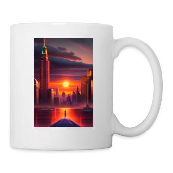 new york futuriste avec couche de soleil - Mug blanc - blanc - Droite
