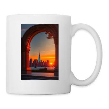 Paysage de New York avec couche de soleil - Mug blanc - blanc - Droite