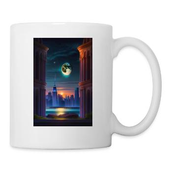 Paysage de New York avec plein lune - Mug blanc - blanc - Droite