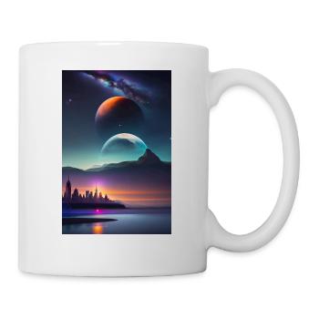 Paysage de New York avec pleine lune futuriste 1 - Mug blanc - blanc - Droite
