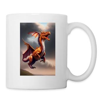 Le dragon vole au-dessus d’un monde fantastique - Mug blanc - blanc - Droite
