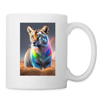tigre arc en ciel - Mug blanc - blanc - Droite