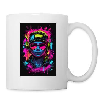 Neon Farben auf schwarzem Grund. - Tasse - Weiß - Rechts
