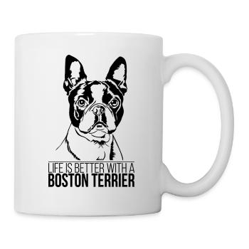 La vie de Boston Terrier est un meilleur chien dit Wilsigns - Mug blanc - blanc - Droite