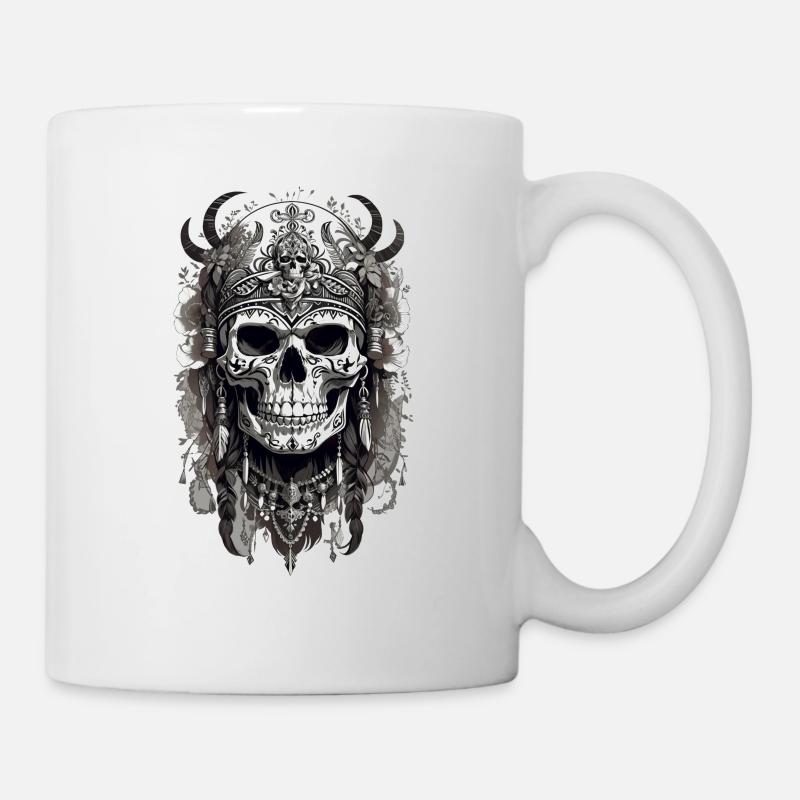 Floral skull old - Tasse - Weiß