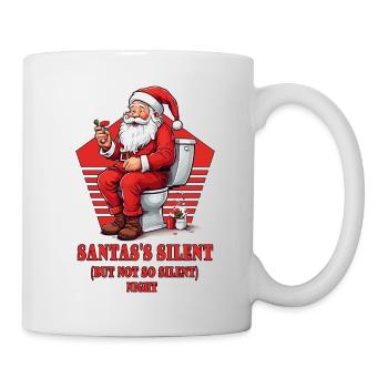 Weihnachtsmann auf Toilette - Tasse - Weiß - Rechts