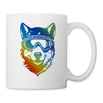Ski Wolf Bunt - Tasse - Weiß - Rechts
