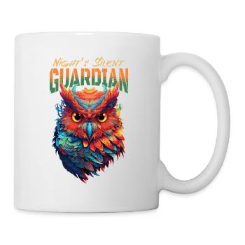 Owl Bird Guardian Night Nature Mystical Colorful Art - Mug - white - Right