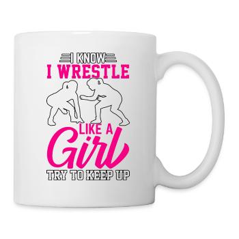 Je sais que je lutte comme une fille pour essayer de suivre - Mug blanc - blanc - Droite