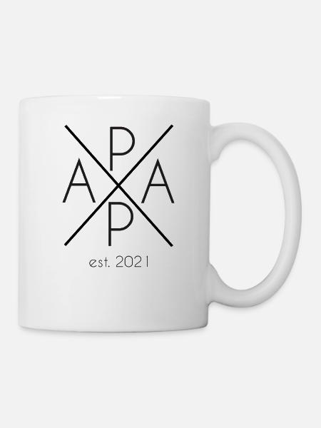 Papa est. 2021 Vatertag Geschenk Geburt - Tasse - Weiß