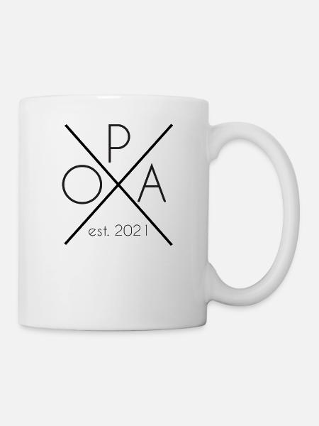 Opa est. 2021 Vatertag Geschenk Geburt - Tasse - Weiß