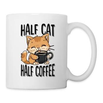 Katze Kaffee Katzenliebhaber Kaffeeliebhaber - Tasse - Weiß - Rechts