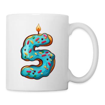 NUMMER 5 KUCHEN SWEET 5. GEBURTSTAG - Tasse - Weiß - Rechts