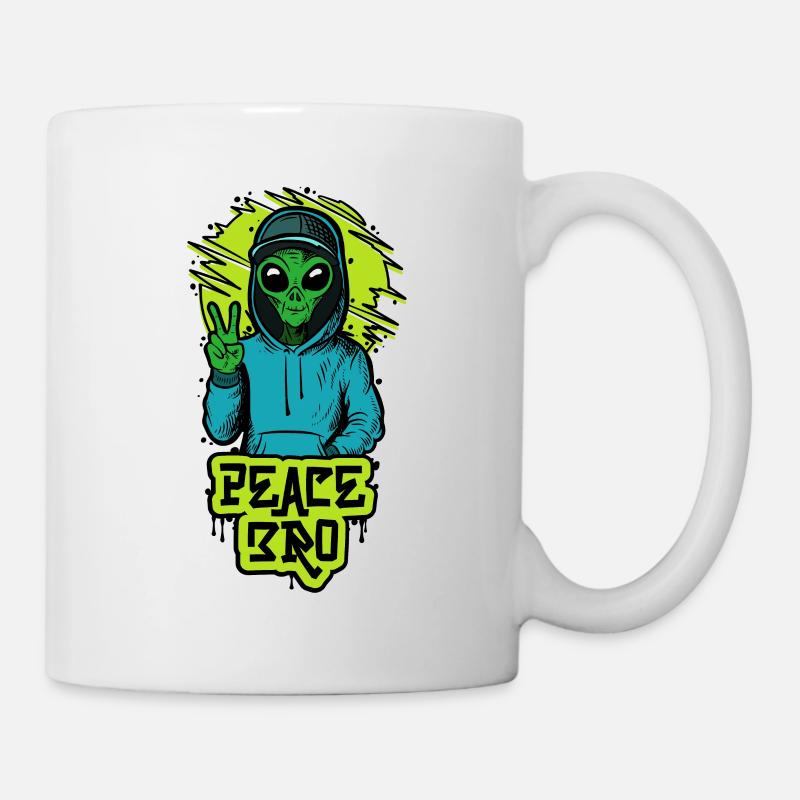 Sourire Peace Bro et extraterrestre positif pour les fans de l’espace - Mug blanc - blanc
